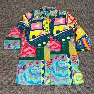 Vintage Lauren Ralph Lauren Geometric Print Top Women's Small 3/4 Sleeve Cotton